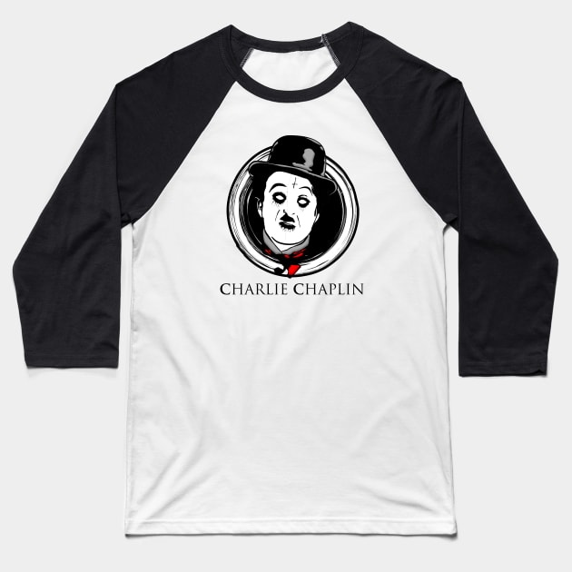 BLACK METAL CHARLIE CHAPLIN Baseball T-Shirt by theanomalius_merch